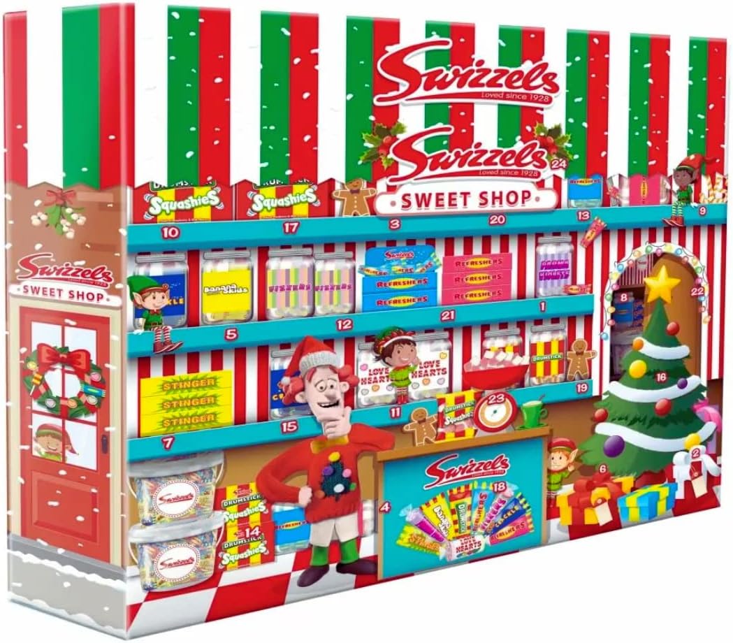 Sweets Advent Calendar 2026 - Retro sweets adventcalendar | Countdown to Christmas selections sweets | Gluten Free Advent Calendar for Kids Men Women 220 g & TJMolten activity card (swizels advent)