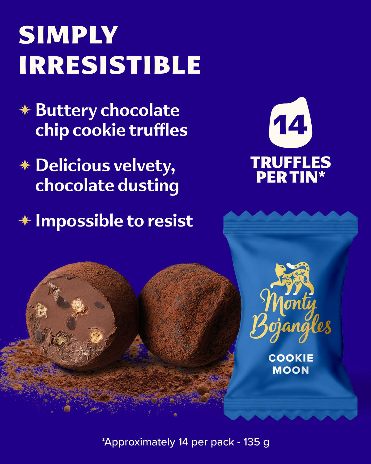 Monty Bojangles Kit-Tins Cocoa Dusted Chocolate Truffles Gift Set (4 x 36g) Four Flavours In One, Luxury Chocolatey Truffles - Collectable Cat Tins, Truffles Chocolate Gift Box With Bespoke Design