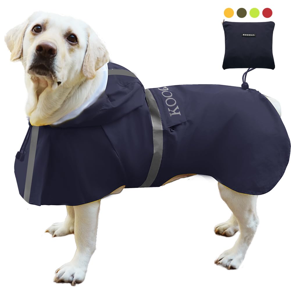 Waterproof Dog Raincoat with Hood and Reflective Design
