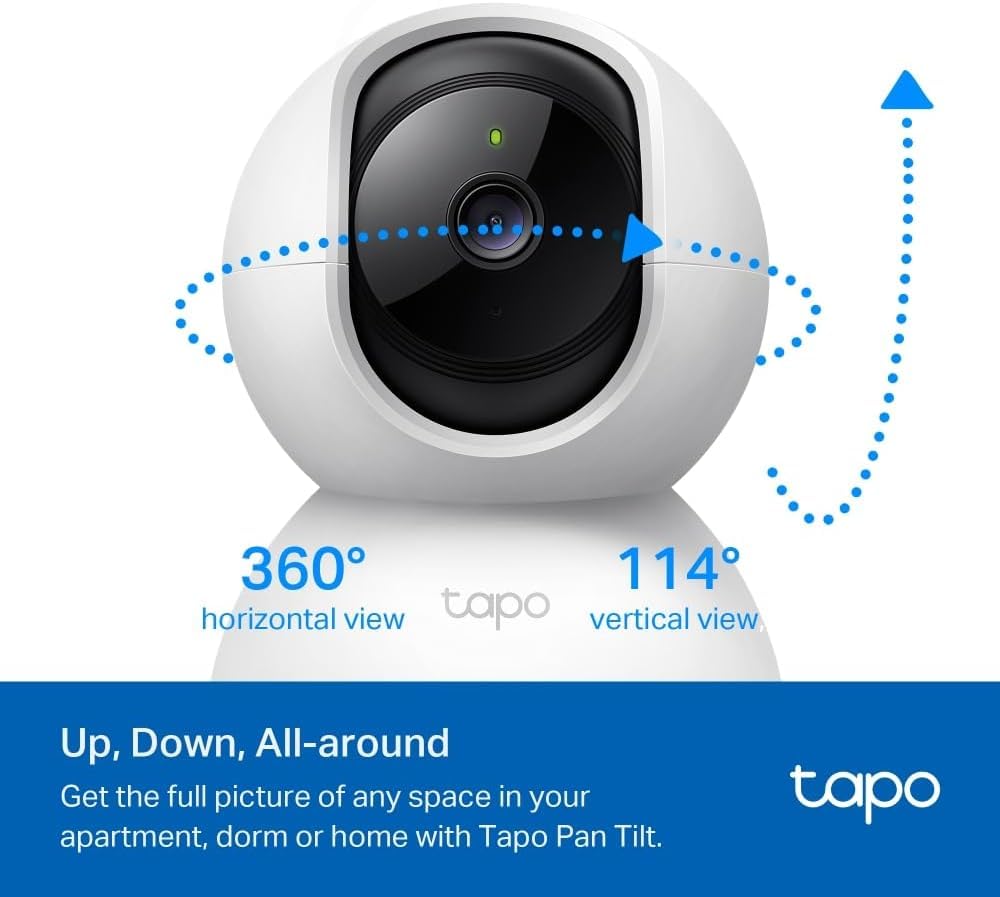 Tapo TP-Link 2K Pan Tilt Security Camera for Baby Monitor, Dog Camera w/Motion Detection, 2-Way Audio Siren, Night Vision, Cloud &SD Card Storage (Up to 256 GB), Works with Alexa & Google Home (C210)
