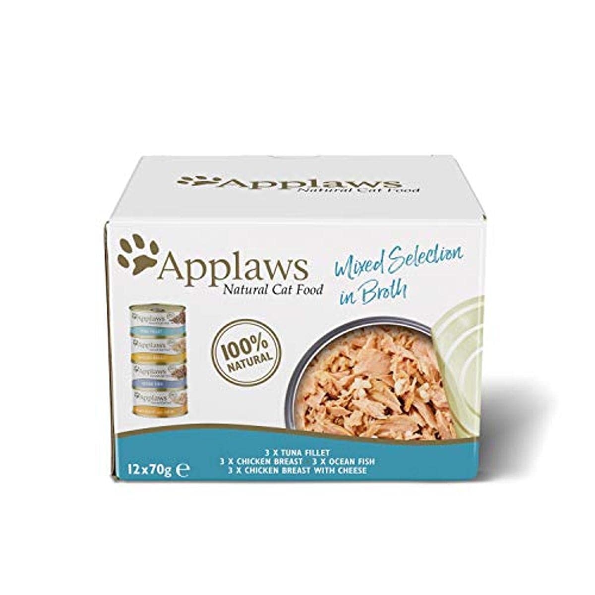 Natural Wet Cat Food Tuna Selection in Broth 12 x 70g Pouches