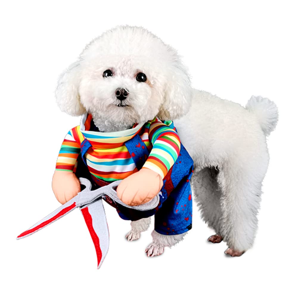 DELIFUR Dog Chucky Costume Pet Halloween Clothes Cat Cosplay Party Suit Funny Dog Costume Small to Large Dogs(S)