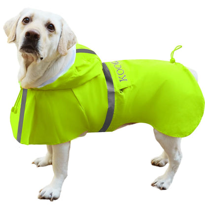 Waterproof Dog Raincoat with Hood and Reflective Design