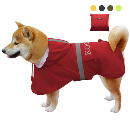 Waterproof Dog Raincoat with Hood and Reflective Design