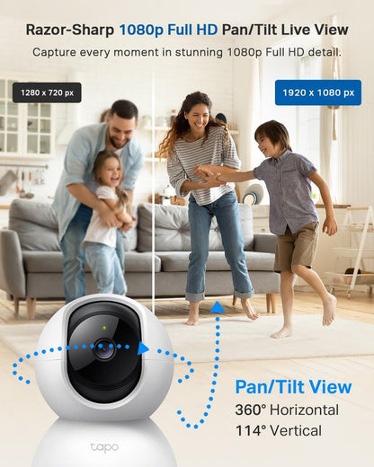 Tapo TP-Link 2K Pan Tilt Security Camera for Baby Monitor, Dog Camera w/Motion Detection, 2-Way Audio Siren, Night Vision, Cloud &SD Card Storage (Up to 256 GB), Works with Alexa & Google Home (C210)
