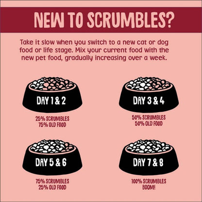 Scrumbles • Dry Cat Food • Hypoallergenic • All Lifestages • Chicken 74% • 700g Bag • Joint Care • Natural Complete Adult Recipe • Gut Friendly Prebiotics & Probiotics • Gluten Free