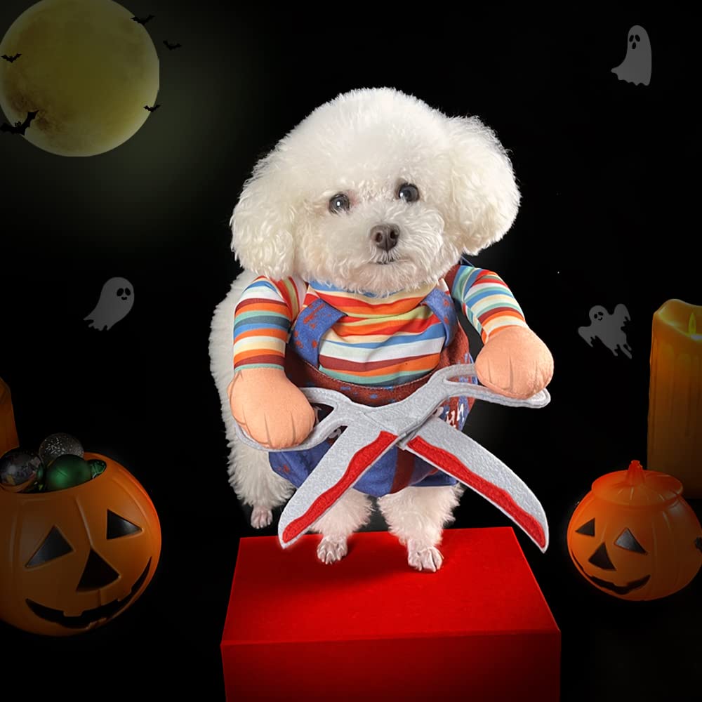 DELIFUR Dog Chucky Costume Pet Halloween Clothes Cat Cosplay Party Suit Funny Dog Costume Small to Large Dogs(S)