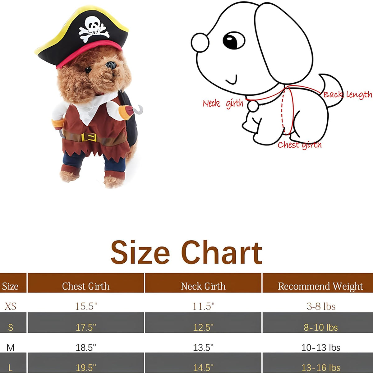 DELIFUR Dog Chucky Costume Pet Halloween Clothes Cat Cosplay Party Suit Funny Dog Costume Small to Large Dogs(S)