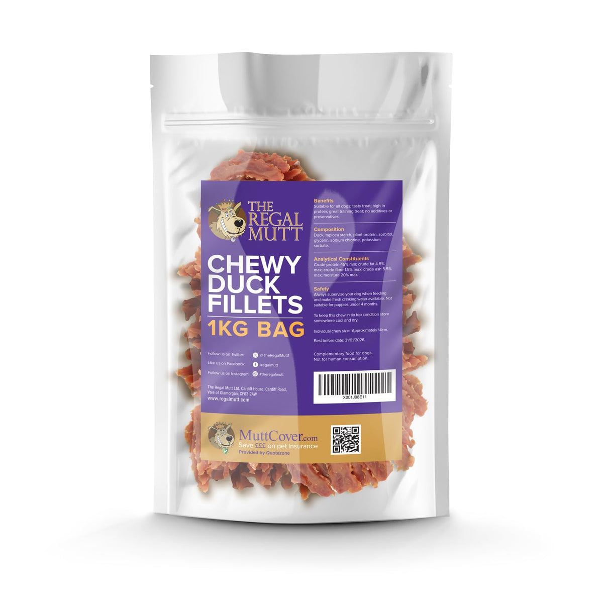 Chewy Duck Fillets 1kg Bag