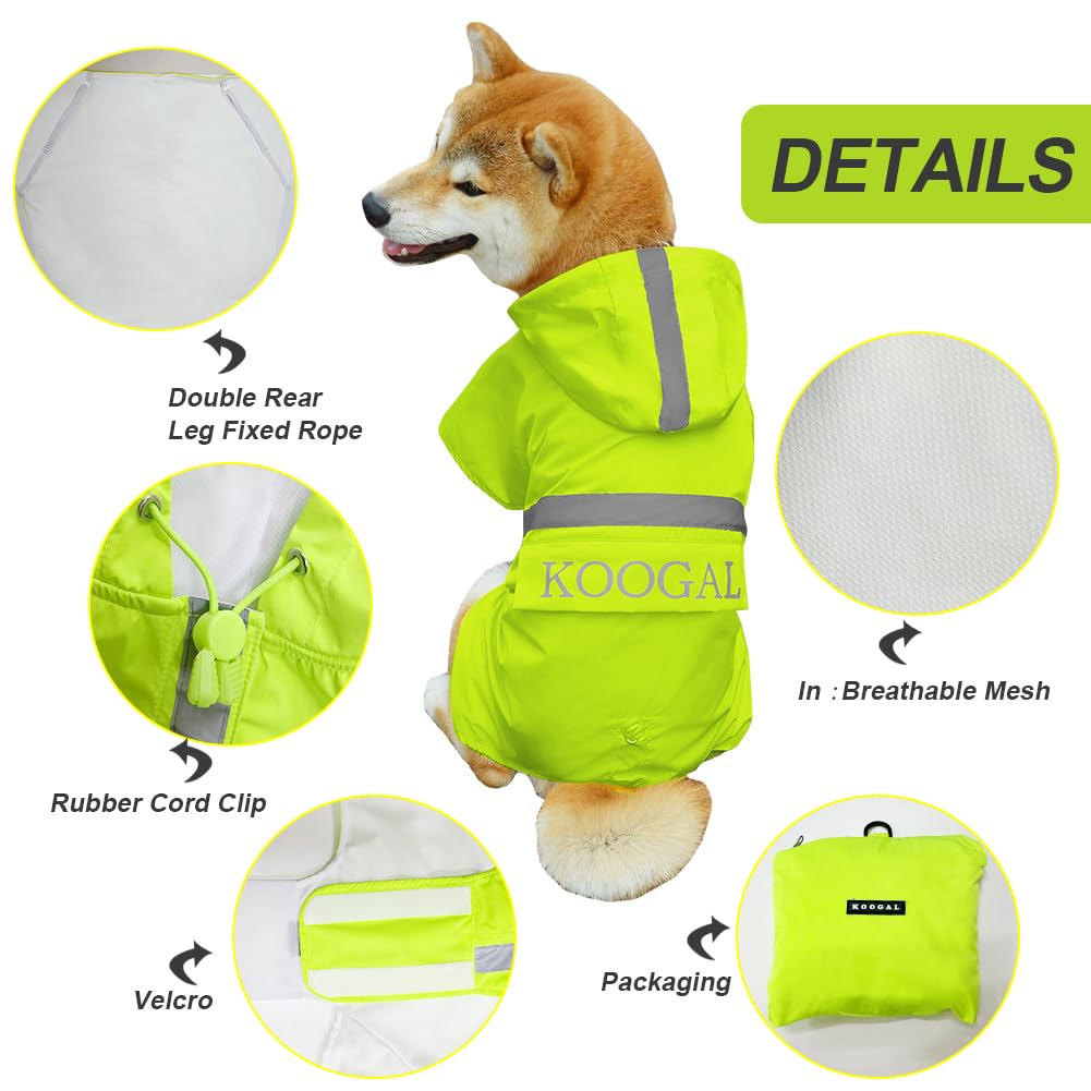 Waterproof Dog Raincoat with Hood and Reflective Design