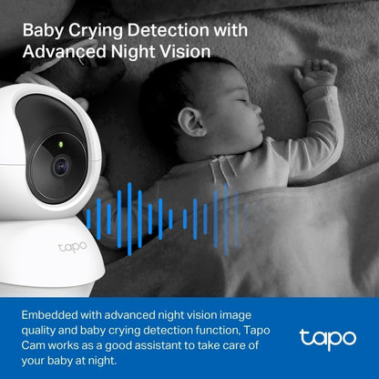 Tapo TP-Link 2K Pan Tilt Security Camera for Baby Monitor, Dog Camera w/Motion Detection, 2-Way Audio Siren, Night Vision, Cloud &SD Card Storage (Up to 256 GB), Works with Alexa & Google Home (C210)