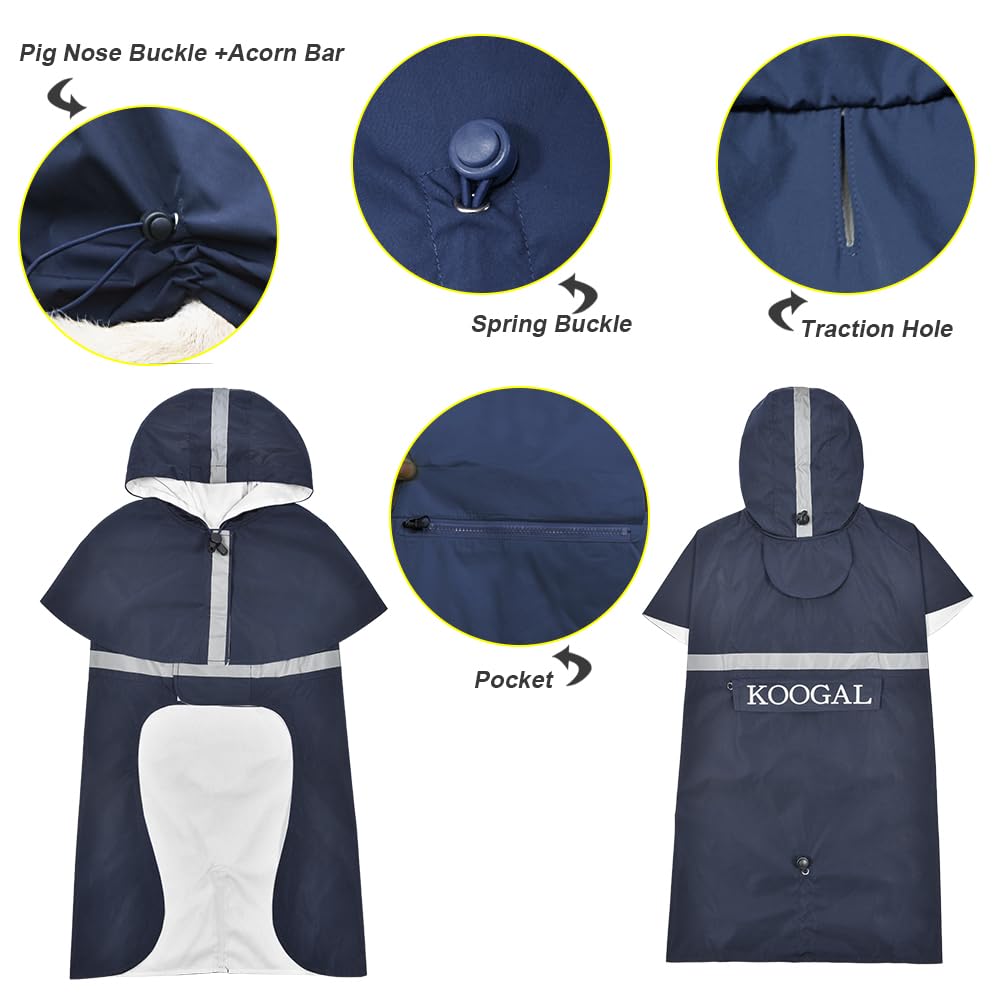 Waterproof Dog Raincoat with Hood and Reflective Design