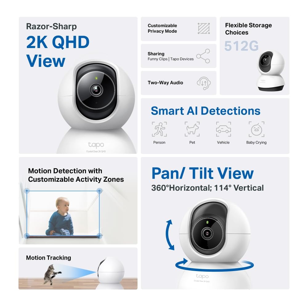 Tapo C211 2K 3MP Pan/Tilt Indoor Security Camera Pet Camera CCTV Camera