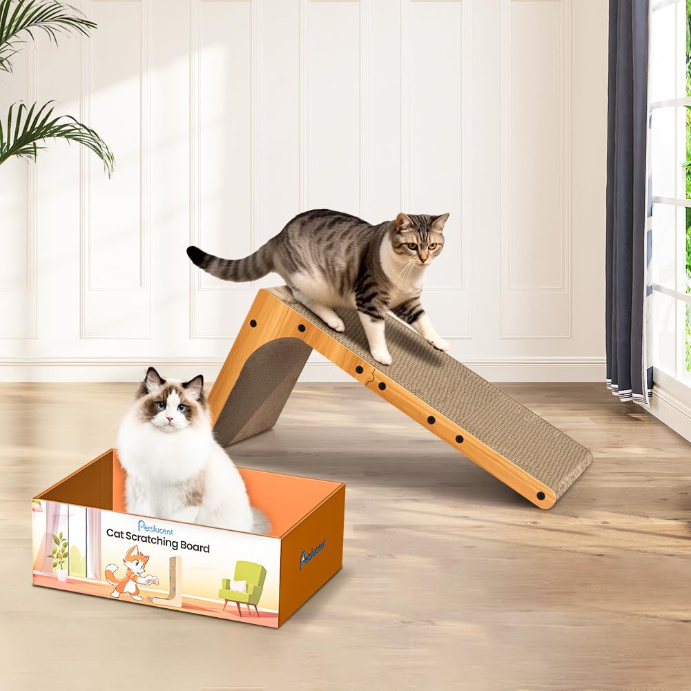 26.8 Inch L Shape Cat Scratcher with Ball Toy