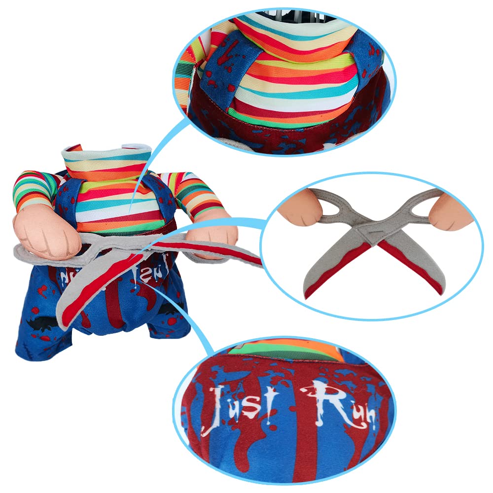 DELIFUR Dog Chucky Costume Pet Halloween Clothes Cat Cosplay Party Suit Funny Dog Costume Small to Large Dogs(S)