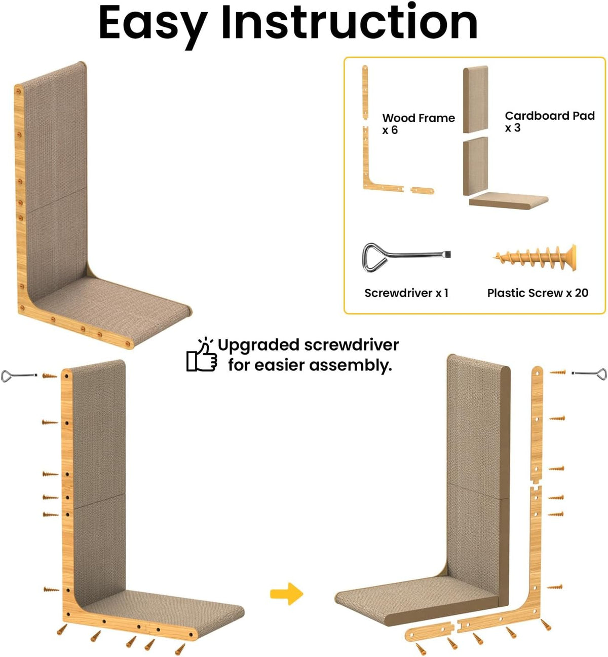 58cm L Shape Cardboard Cat Scratcher Bed