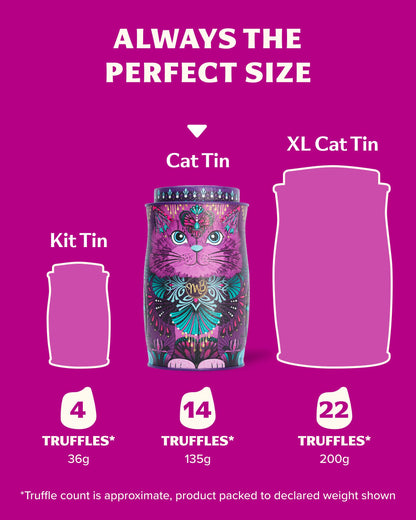 Monty Bojangles Kit-Tins Cocoa Dusted Chocolate Truffles Gift Set (4 x 36g) Four Flavours In One, Luxury Chocolatey Truffles - Collectable Cat Tins, Truffles Chocolate Gift Box With Bespoke Design
