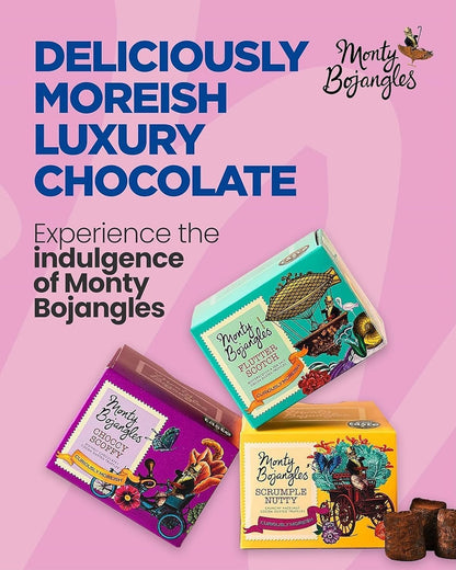 Monty Bojangles Cocoa Dusted Truffles Gift Tower (3 x 100g Pack)- 3 Luxury Chocolate Truffle Boxes - Choccy Scoffy, Scrumple Nutty & Flutter Scotch- The Perfect Chocolate Gift Box Selection