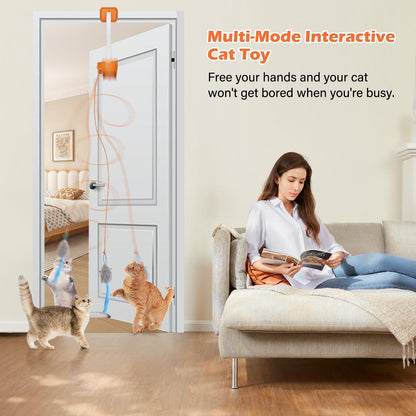 Interactive Rechargeable Cat Teaser Toy with Door Clip
