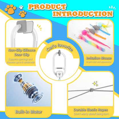 Interactive Rechargeable Cat Teaser Toy with Door Clip