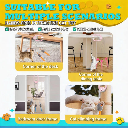 Interactive Rechargeable Cat Teaser Toy with Door Clip