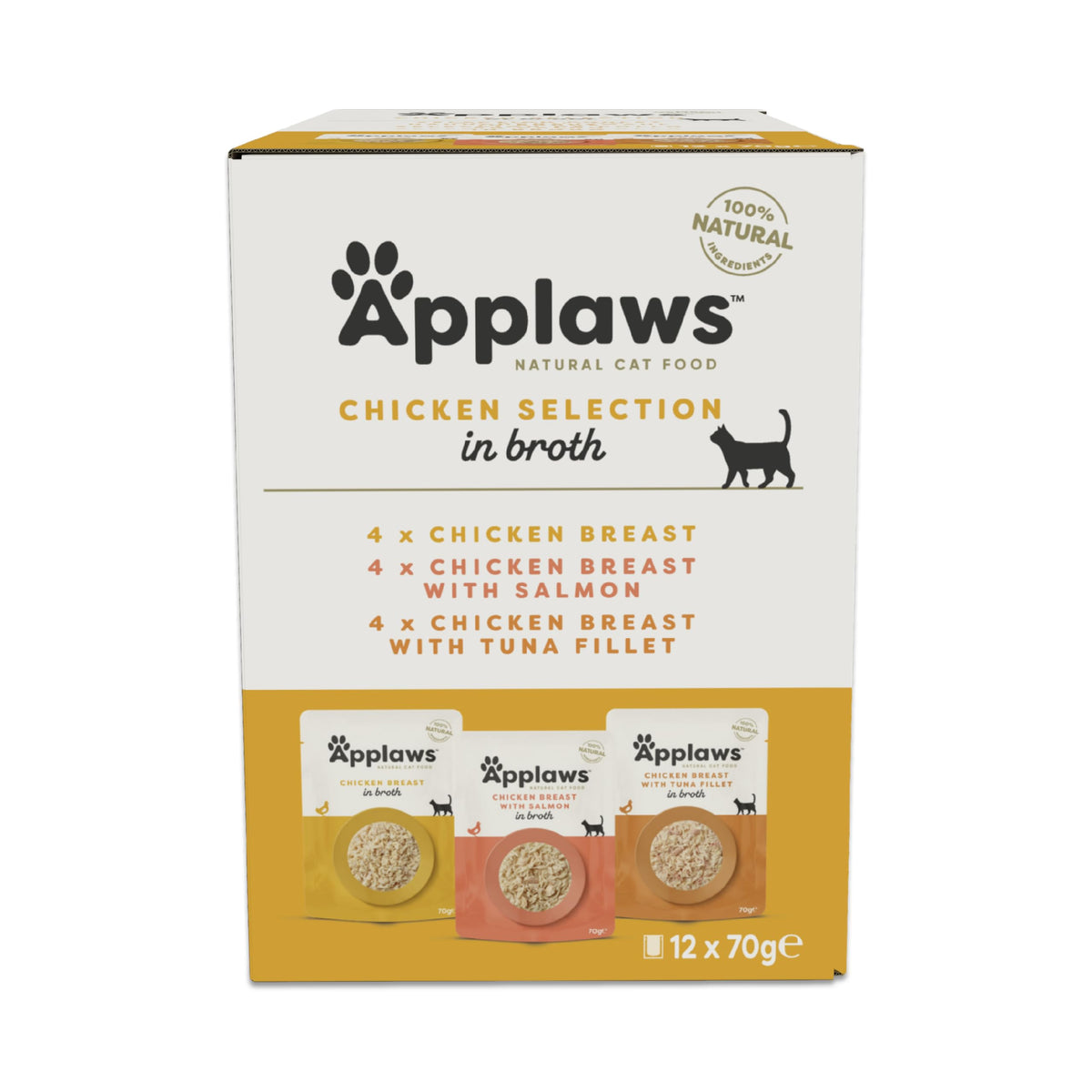 Natural Wet Cat Food Chicken Selection in Broth 12 x 70g Pouches