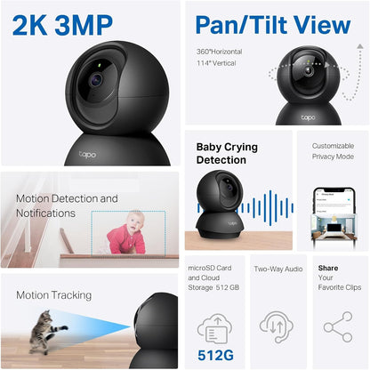 Tapo C211 2K 3MP Pan/Tilt Indoor Security Camera Pet Camera CCTV Camera