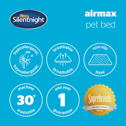 Silentnight Airmax Pet Bed - Comfortable Support for Head & Body - Breathable Prevent Overheating - Reversible Removable Cushion & Non-Slip Base - Easy Clean Machine Washable Dog Bed, Green, Small