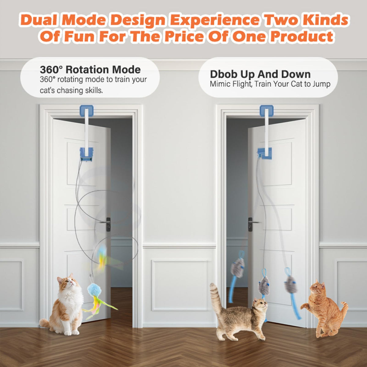 Interactive Rechargeable Cat Teaser Toy with Door Clip