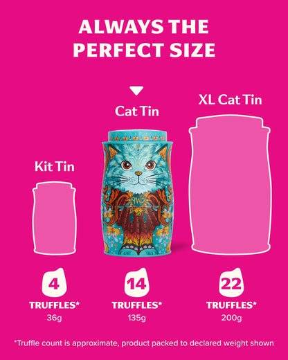 Monty Bojangles Kit-Tins Cocoa Dusted Chocolate Truffles Gift Set (4 x 36g) Four Flavours In One, Luxury Chocolatey Truffles - Collectable Cat Tins, Truffles Chocolate Gift Box With Bespoke Design