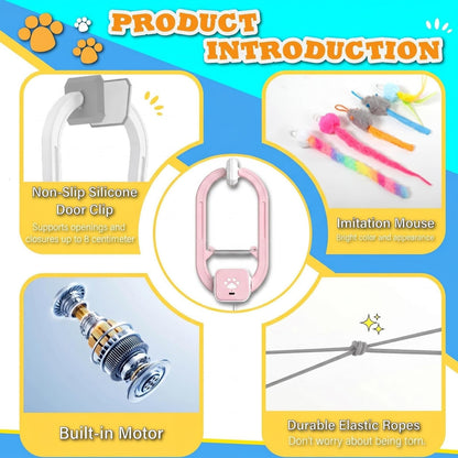 Interactive Rechargeable Cat Teaser Toy with Door Clip