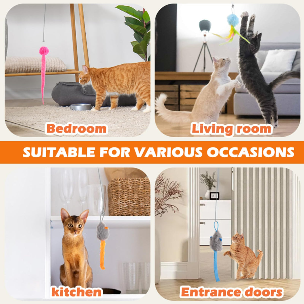 Interactive Rechargeable Cat Teaser Toy with Door Clip