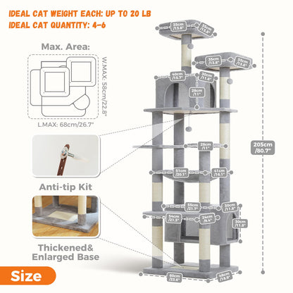 184cm Tall Cat Tree Tower for Large Cats