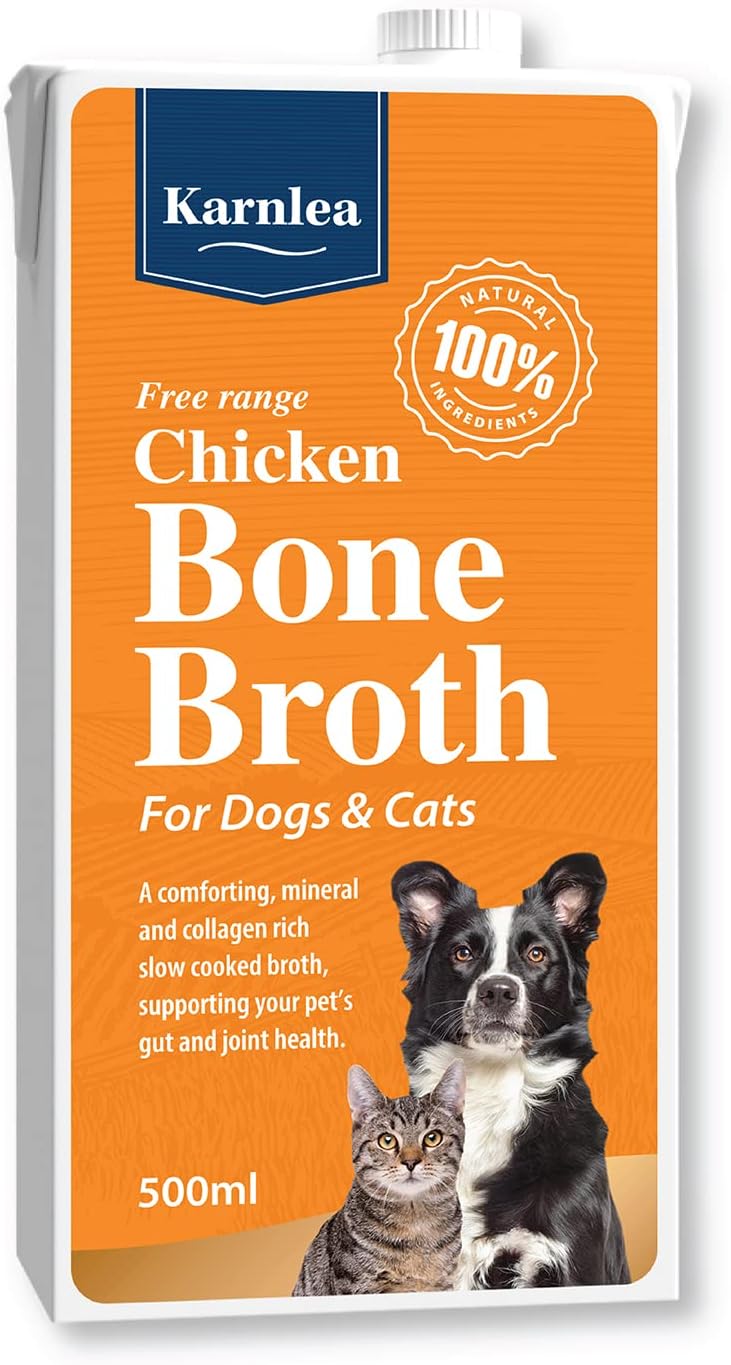 Chicken Bone Broth for Dogs & Cats - Free Range | 100% Real & Natural Liquid Bone Broth for Pets | High in Collagen & Protein for Healthy Joints, Gut, Digestion, Skin & Sickness Recovery