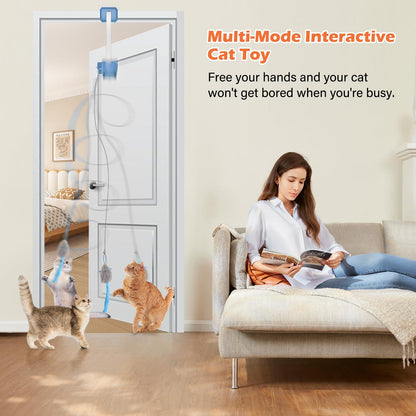 Interactive Rechargeable Cat Teaser Toy with Door Clip