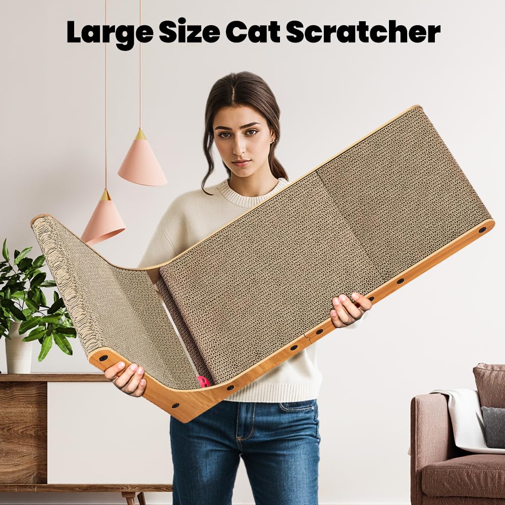 26.8 Inch L Shape Cat Scratcher with Ball Toy