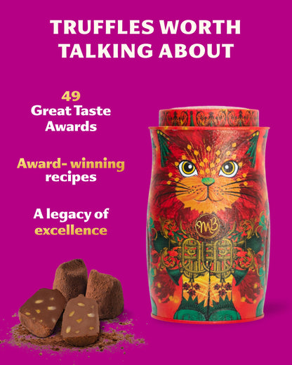 Monty Bojangles Kit-Tins Cocoa Dusted Chocolate Truffles Gift Set (4 x 36g) Four Flavours In One, Luxury Chocolatey Truffles - Collectable Cat Tins, Truffles Chocolate Gift Box With Bespoke Design