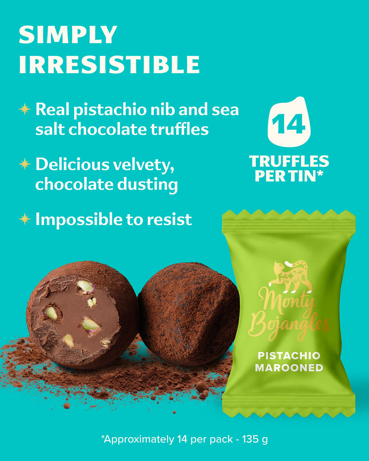 Monty Bojangles Kit-Tins Cocoa Dusted Chocolate Truffles Gift Set (4 x 36g) Four Flavours In One, Luxury Chocolatey Truffles - Collectable Cat Tins, Truffles Chocolate Gift Box With Bespoke Design