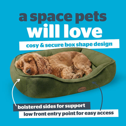 Silentnight Airmax Pet Bed - Comfortable Support for Head & Body - Breathable Prevent Overheating - Reversible Removable Cushion & Non-Slip Base - Easy Clean Machine Washable Dog Bed, Green, Small