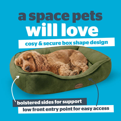 Silentnight Airmax Pet Bed - Comfortable Support for Head & Body - Breathable Prevent Overheating - Reversible Removable Cushion & Non-Slip Base - Easy Clean Machine Washable Dog Bed, Green, Small