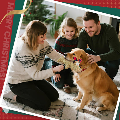 Christmas Dog Toy – Reindeer Plush with Squeaker & Crinkle Ears Durable Corduroy Texture Soft PP Cotton Filled Festive Gift Toy for Small & Medium Dogs Cute Holiday Chew & Fetch Toy
