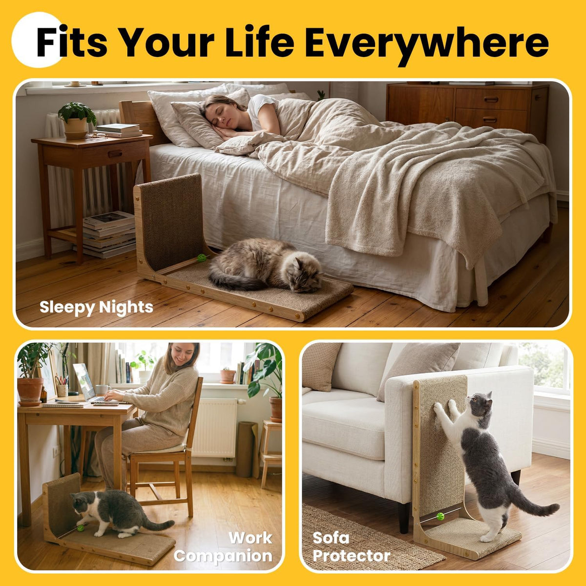58cm L Shape Cardboard Cat Scratcher Bed