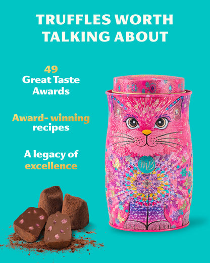 Monty Bojangles Kit-Tins Cocoa Dusted Chocolate Truffles Gift Set (4 x 36g) Four Flavours In One, Luxury Chocolatey Truffles - Collectable Cat Tins, Truffles Chocolate Gift Box With Bespoke Design