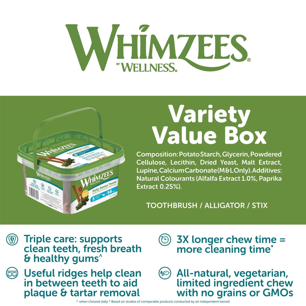 Variety Box Dental Dog Chews Small Size 56 Pieces