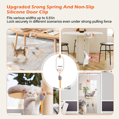 Interactive Rechargeable Cat Teaser Toy with Door Clip