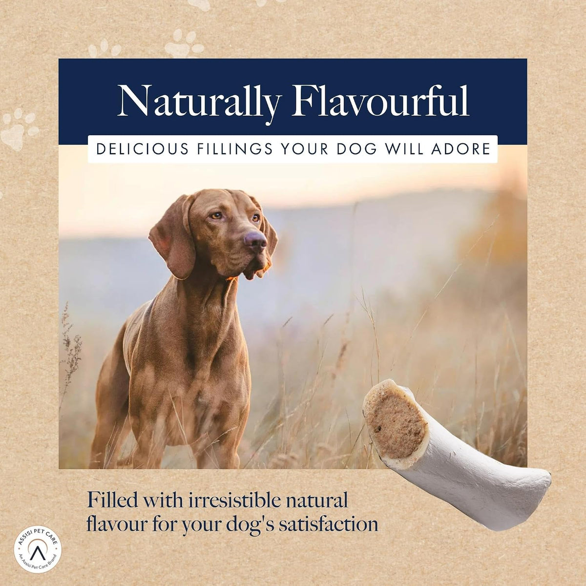 Hollings Filled Bone with Venison Dog Chew, Delicious, Air Dried Long Lasting Bone for Adult Dogs, Made with 100% Natural Ingredients (1 Count)