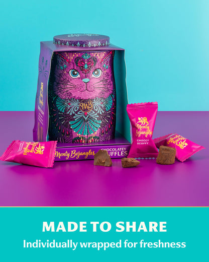 Monty Bojangles Kit-Tins Cocoa Dusted Chocolate Truffles Gift Set (4 x 36g) Four Flavours In One, Luxury Chocolatey Truffles - Collectable Cat Tins, Truffles Chocolate Gift Box With Bespoke Design