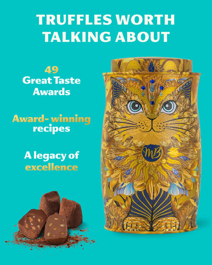 Monty Bojangles Kit-Tins Cocoa Dusted Chocolate Truffles Gift Set (4 x 36g) Four Flavours In One, Luxury Chocolatey Truffles - Collectable Cat Tins, Truffles Chocolate Gift Box With Bespoke Design