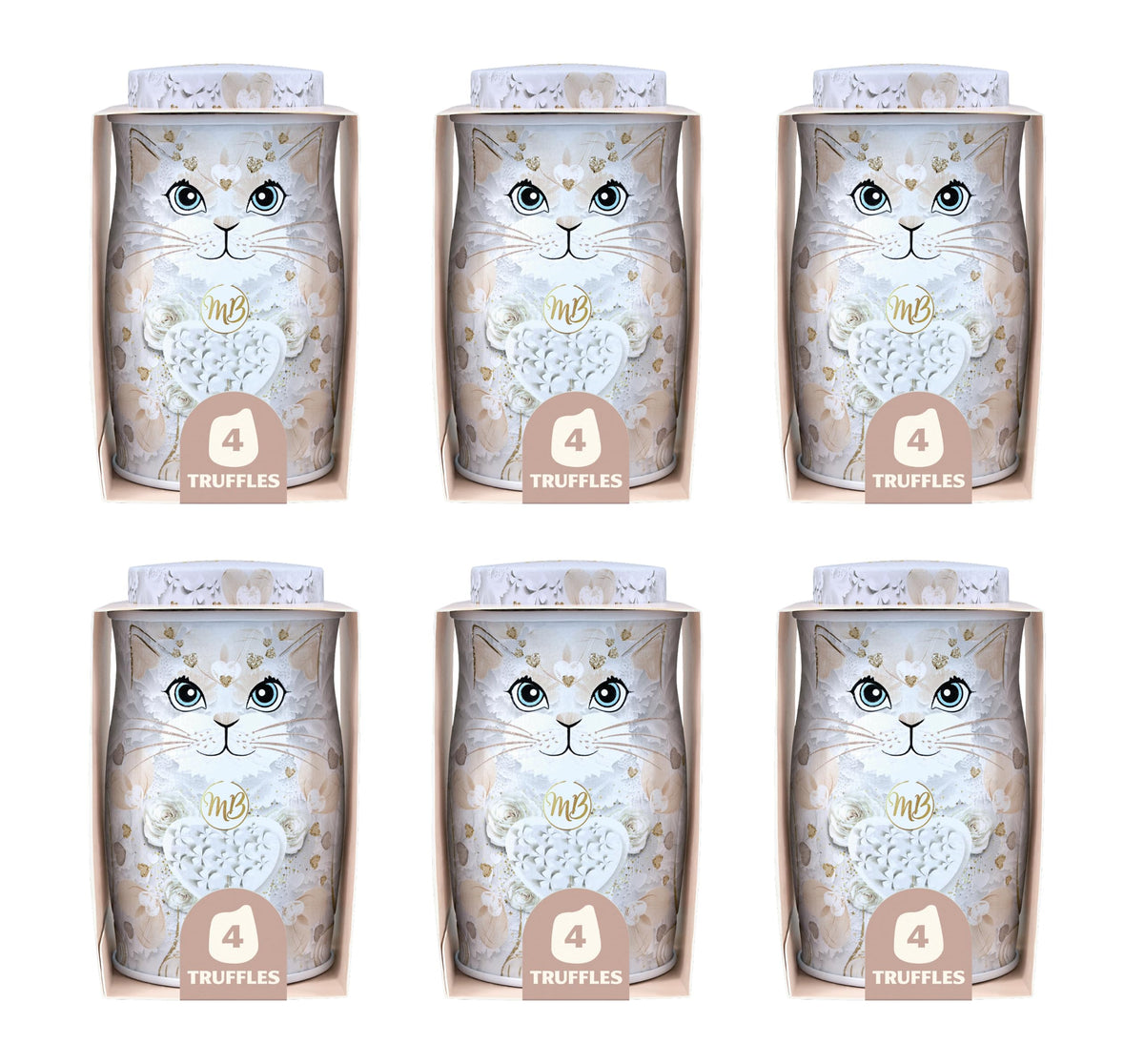 Monty Bojangles Kit-Tins Cocoa Dusted Chocolate Truffles Gift Set (4 x 36g) Four Flavours In One, Luxury Chocolatey Truffles - Collectable Cat Tins, Truffles Chocolate Gift Box With Bespoke Design