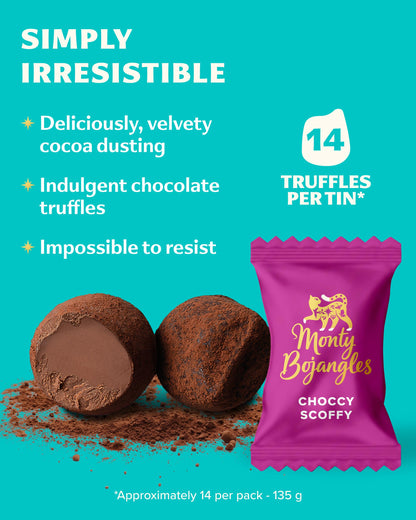 Monty Bojangles Kit-Tins Cocoa Dusted Chocolate Truffles Gift Set (4 x 36g) Four Flavours In One, Luxury Chocolatey Truffles - Collectable Cat Tins, Truffles Chocolate Gift Box With Bespoke Design